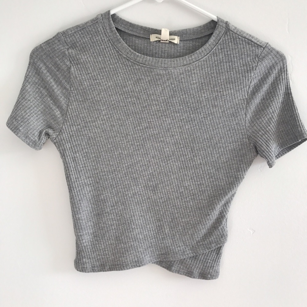 Grey Ribbed Crop Top